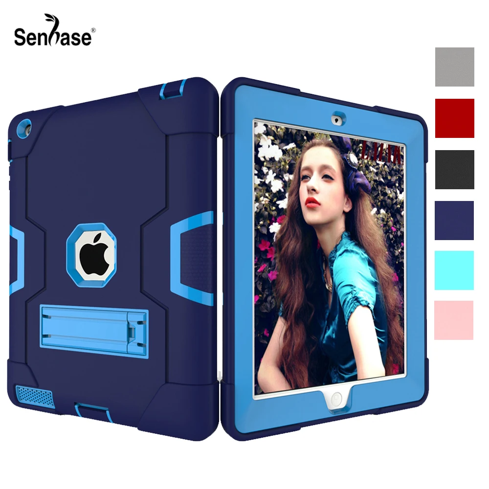 Case Shockproof Kids Safe PC Silicon Hybrid Stand Full Body Tablet Cover For Apple iPad 2-4 A1458-A1397 ipad case,tablet case