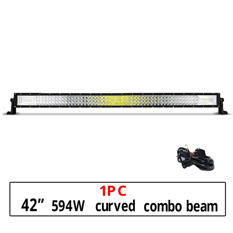 Partol 4 7 12 20 22 21 23; большие размеры 34-42 50 дюймов светодиодный светильник бар для Turcks 3-рядная прямые изогнутые светодиодный бар 12v 24v 6000K для внедорожник ATV - Цвет: 42inch 594w curved