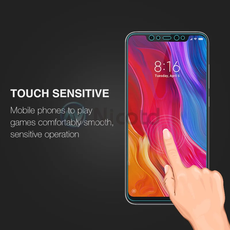 Закаленное стекло Nicotd для Xiaomi Mi 8 Lite защита экрана 9H 2.5D Защитное телефона Mi8