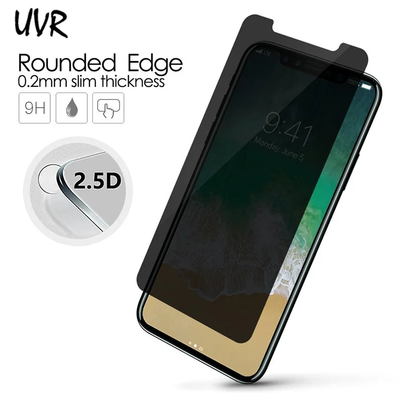 

UVR For iPhone X Privacy Screen Protector Premium Anti-Spy Tempered Glass Bubble-Free Case-Friendly Screen Protector for iPhoneX