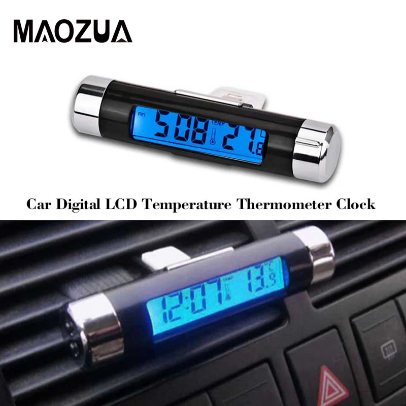 

2 in 1 Car Digital Clock Car Accessories Auto LCD Time Temperature Thermometer Mini Clock in the Car Air Vent Outlet Clip On