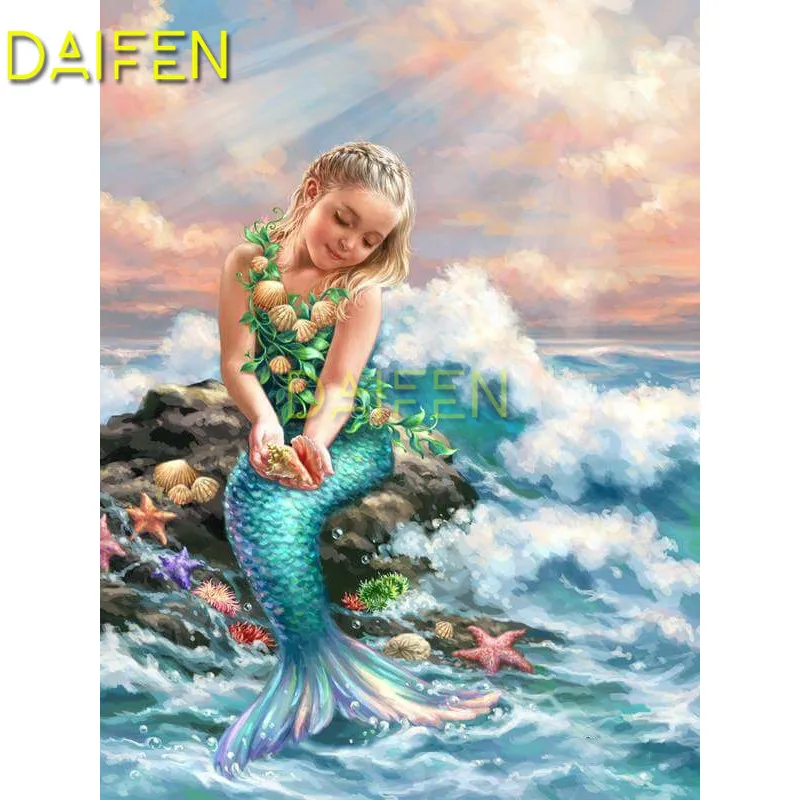 

Full Square Diamond painting Cross stitch Seaside mermaid shell coral girl 5D DIY Diamond embroidery Full Round Diamond mosaic