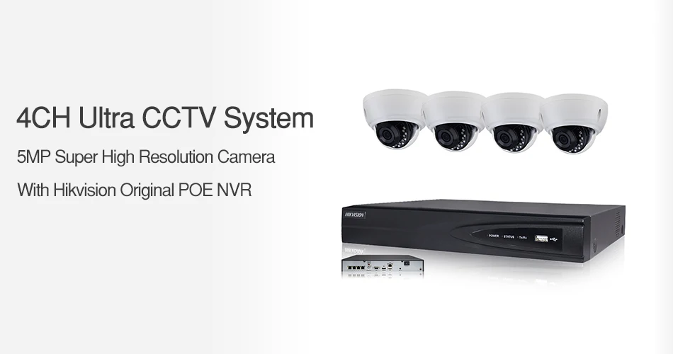 4CH CCTV система 4 шт. ультра 5MP купольная камера безопасности POE с Hikvision 4 POE NVR DS-7604NI-K1/4 P DIY комплекты видеонаблюдения