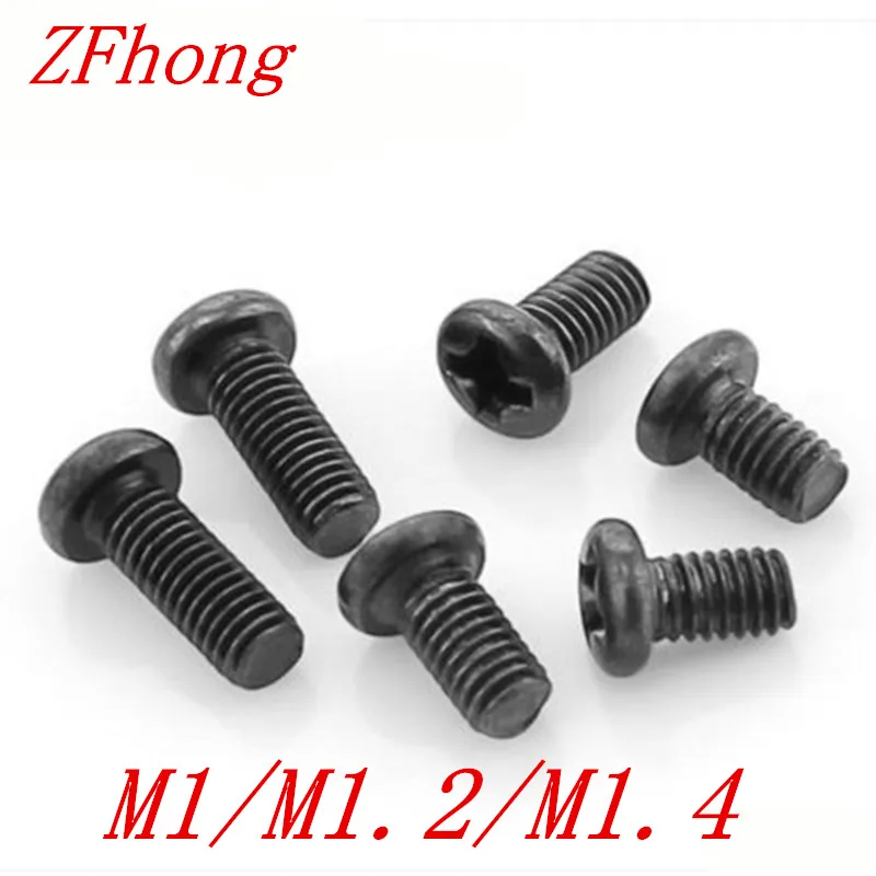 

100PCS M1/M1.2/M1.4 DIN7985 GB818 steel with black Cross Recessed Pan Head Screws Phillips Screws Bolts