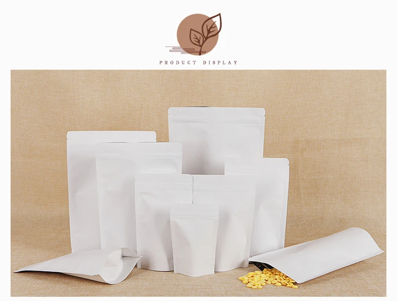 1 White kraft paper Aluminum foil bag,standing bag,zipper ziplock bag packaging,sto rage,candy,coffee,biscuit (6)