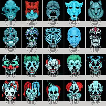 

Unique Sound Halloween Mask LED EL Light Cosplay Mask for Festival Party Costume