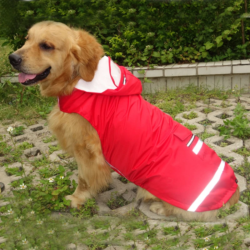 LAPLADOG Waterproof Large Dog Raincoat Clothes Outdoor Rain Coat Jacket