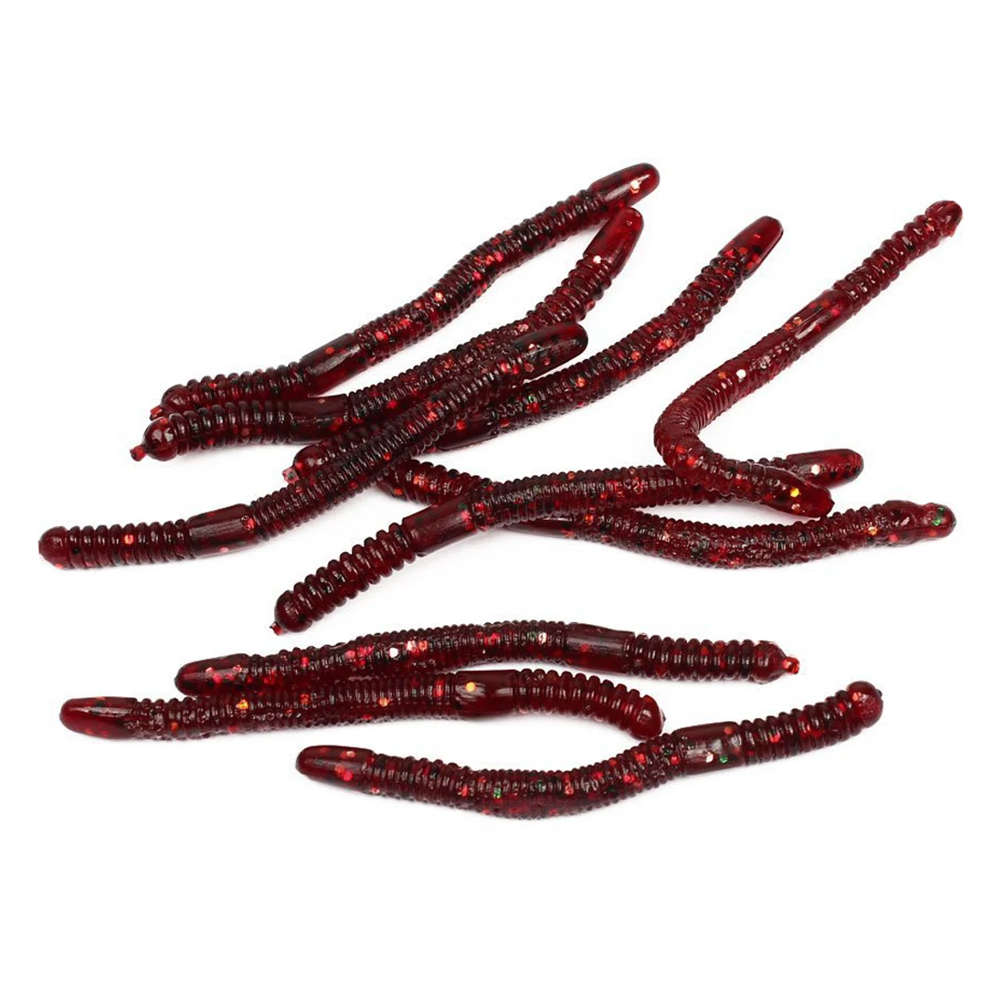 

SEWS-10 Pcs 8cm Long Soft Silicone Worm Shape Fish Baits Lures red Wine