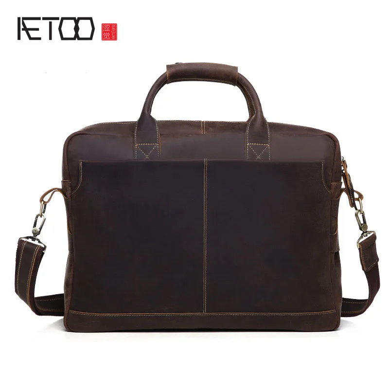 AETOO Europe and the United States the trend of leather men 's business briefcase men' s mad shoulder bag Messenger bag