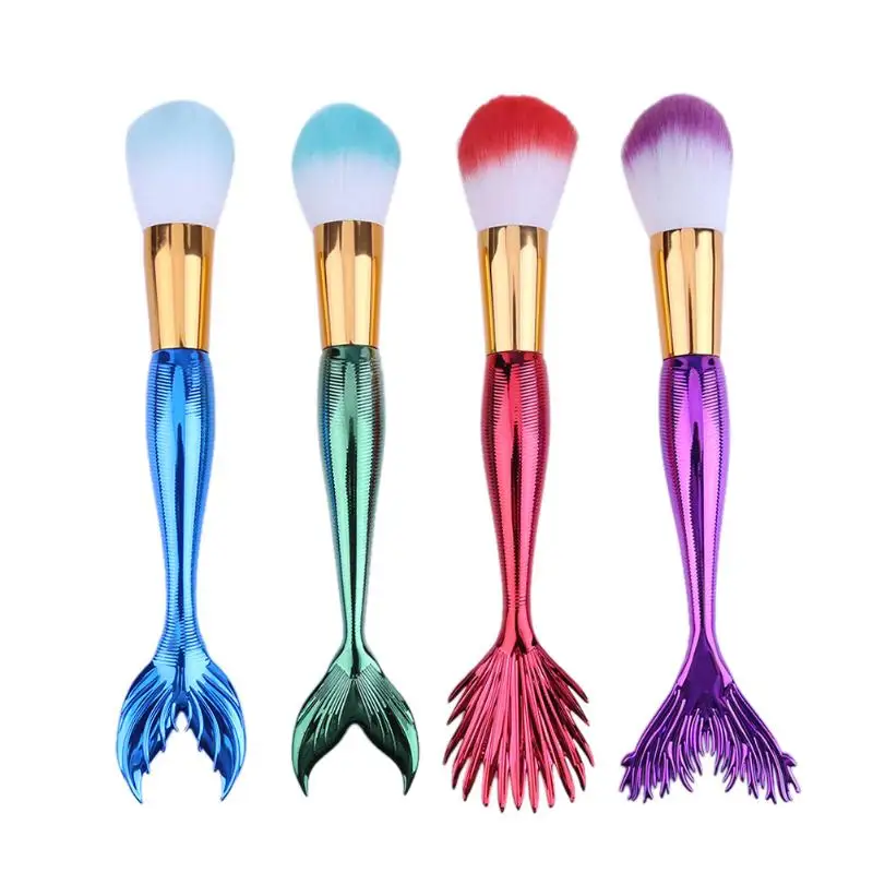 

4pcs Mixed Color Fish Tail Makeup Brushes Set Cosmetic Foundation Mermaid Eyeshadow Powder Blush Brush Makeup Brushes