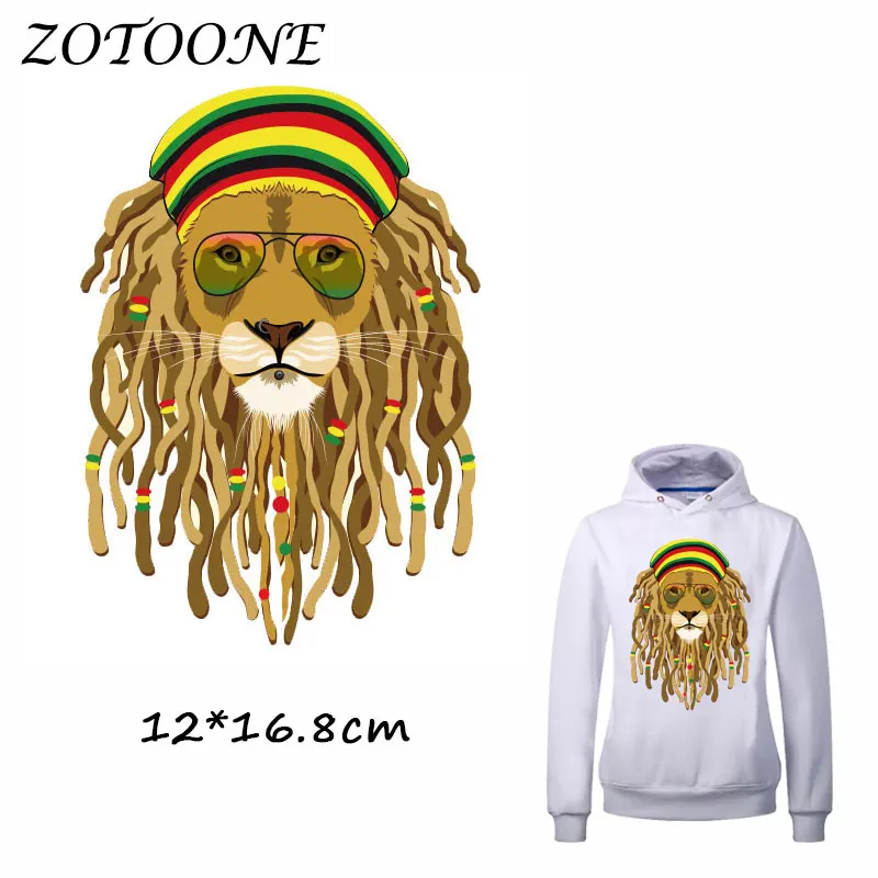 

ZOTOONE Glasses Africa Lion Patch for Clothing Iron-On Garment Heat Transfer Badges Diy Accessory T Shirt Deco Applique Patches