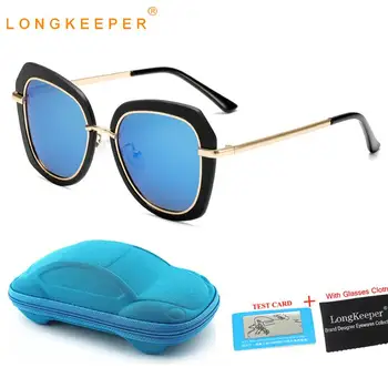 

LongKeeper Kids Sunglasses Butterfly Shades Polarized Sunglasses Cat Eye Metal Sun glasses Children Mirror Goggles UV400 Case