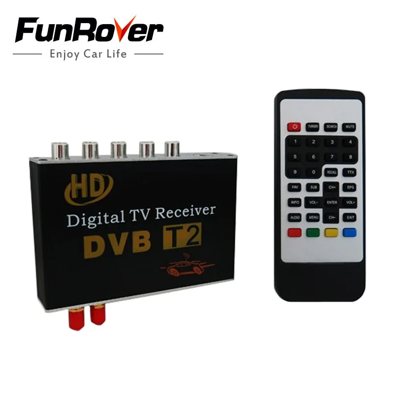 FUNROVER New 12v Black Digital Tv Receiver Car Dvb t2 Dvbt2 For Dvd