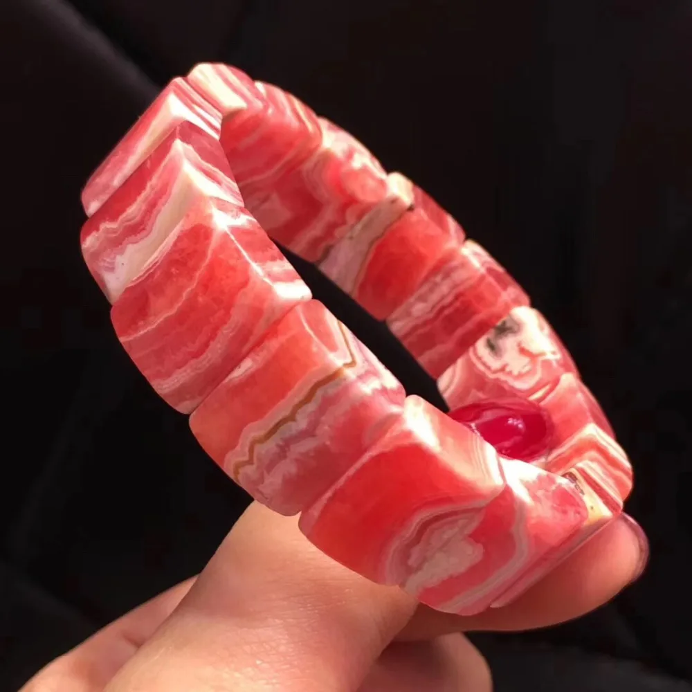 

Genuine Argentina Natural Rhodochrosite Bangle 15.3x12.2mm Bead For Women Female Gift Stretch Lucky Crystal Red Rose Bracelet