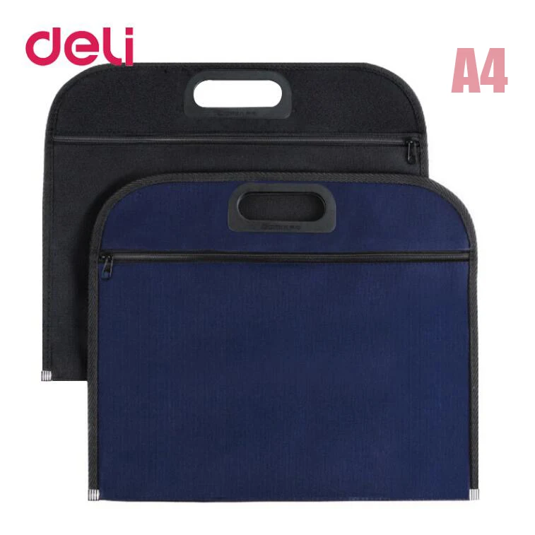 Deli, 1 шт., сумка для файлов, холщовая, портативная, портфель, для бизнеса, офиса, на молнии, сумка для файлов, B4, толстый портфель, сумка для хранения, A4, 340*305 мм - Цвет: A4 random