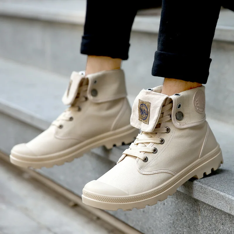

Men's high-top canvas boots fashion casual Martin boots male comfortable wear non-slip casual shoes trend military boots 2018