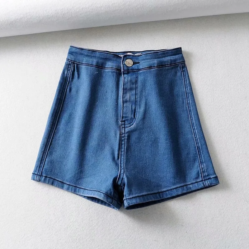 Корейский Для женщин тонкие джинсовые шорты Классические Винтаж c высокой талией, эластичные Повседневное мыть Шорты летние женские шорты