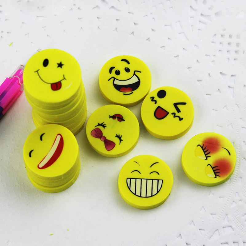 4PCS 12 PCS New Creative Lovely Funny Cute Smile Face Eraserin Eraser