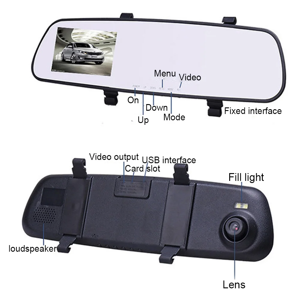 TOSPRA Full HD 1080P Автомобильная DVR камера Авто 3 2 дюйма синий/белый зеркало заднего вида