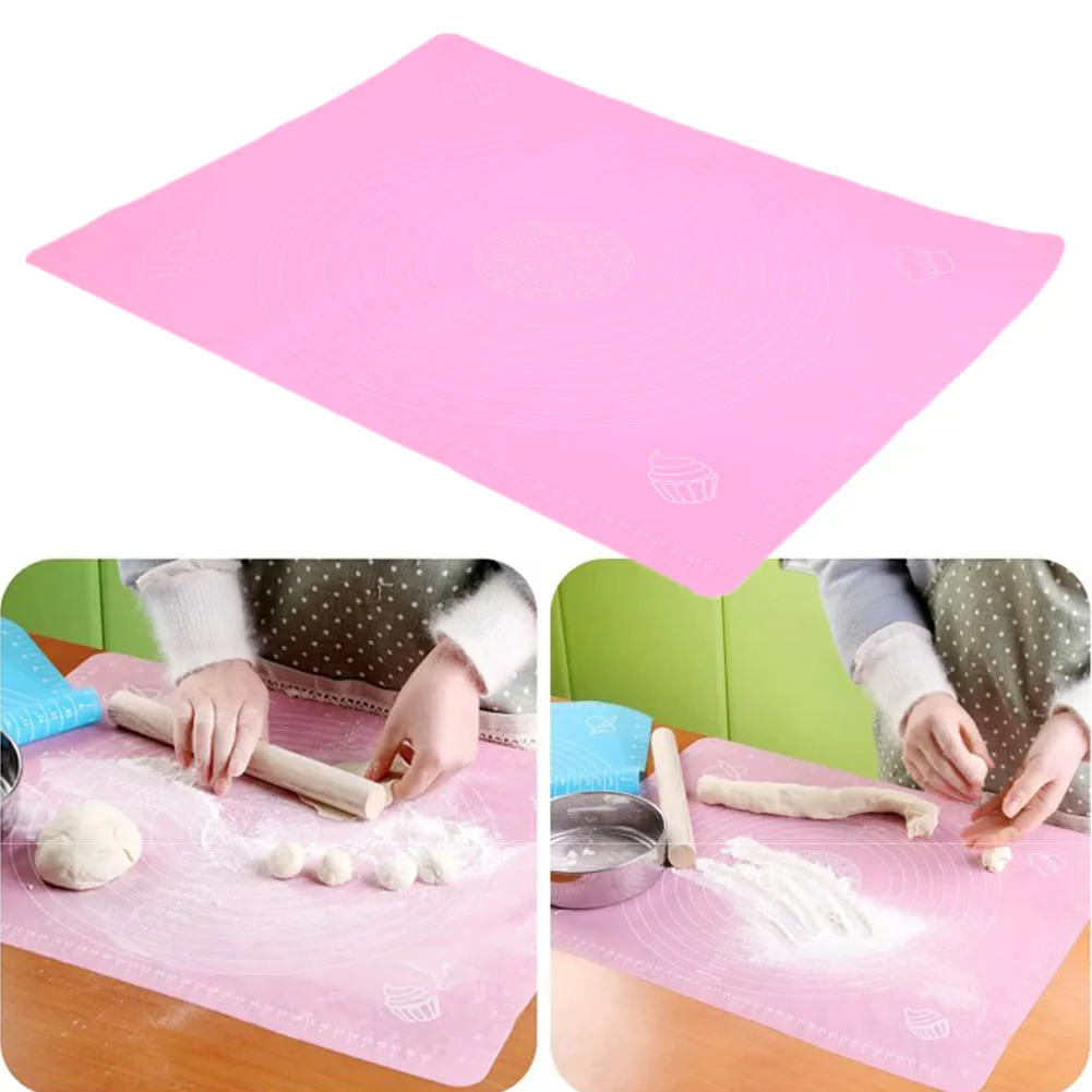 50*40 см силиконовый розовый коврик для выпечки готовки тарелка стол торт помадное тесто прокатки доска для теста выпечки со шкалой Мат для гриля инструменты