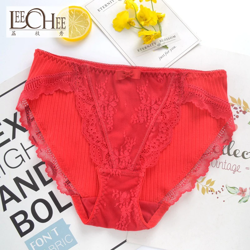 

Big red underwear this year women's underwear thread cotton cotton waist comfortable large size hip girl briefs JF3019