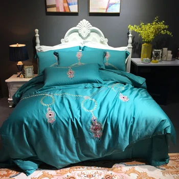 

Egyptian Cotton Bedsheet set Quilt/Duvet cover Bed set Pillowcase Oriental Embroidery Luxury Bedding set Queen King size 4Pieces