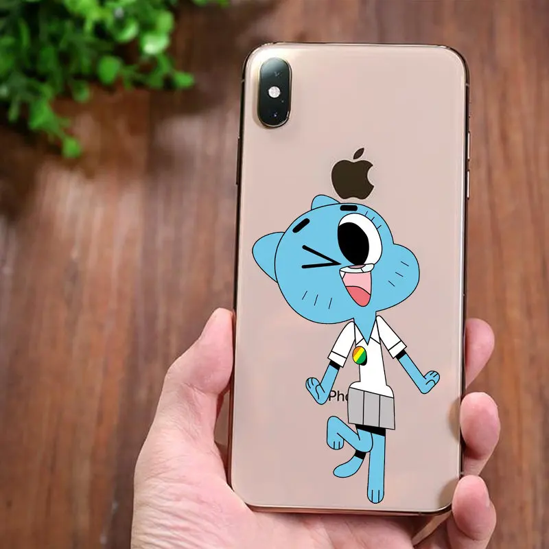 Аниме ТВ удивительный мир Gumball Мягкий ТПУ силиконовый чехол для телефона iPhone 11Pro MAX 5 5S 8 7Plus 6 6splus X XS мультяшный чехол - Цвет: TPU