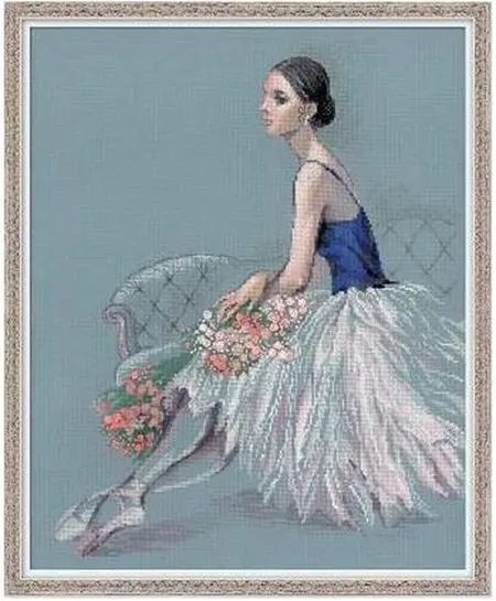 CS-2971 Cross Stitch Kit Ballerina Ballet Dancer with Flower Bouquet Dancing