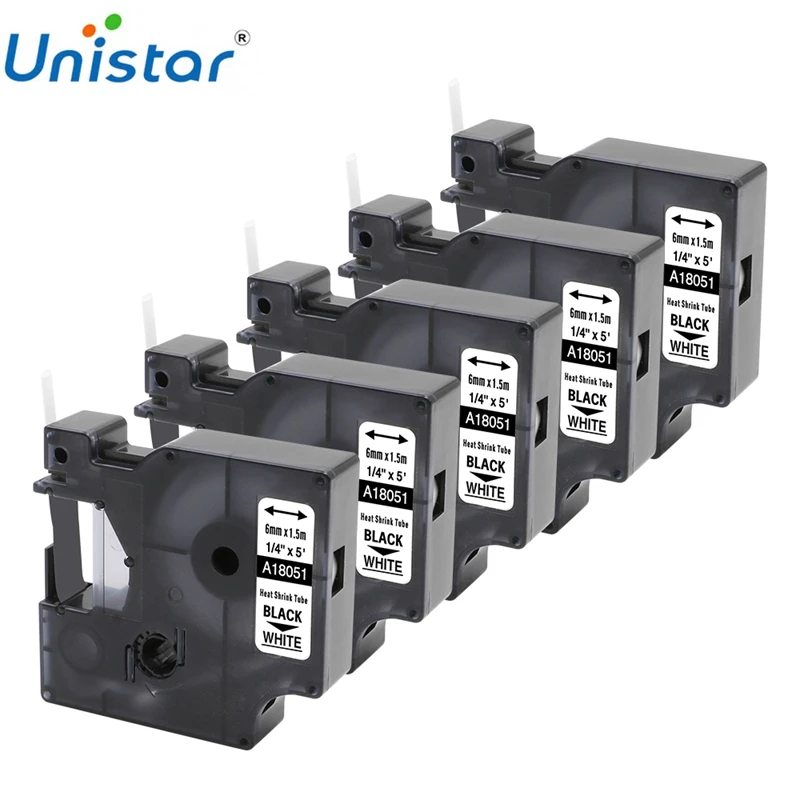 Unistar 5 шт. 18051 совместимы с промышленными термоусадочными трубками DYMO для этикеток