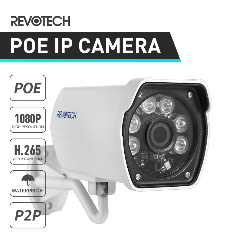 

H.265 POE Waterproof 1920 x 1080P 2.0MP IP Camera Outdoor 6 Array LED Bullet Security Camera ONVIF Night Vision P2P CCTV Cam