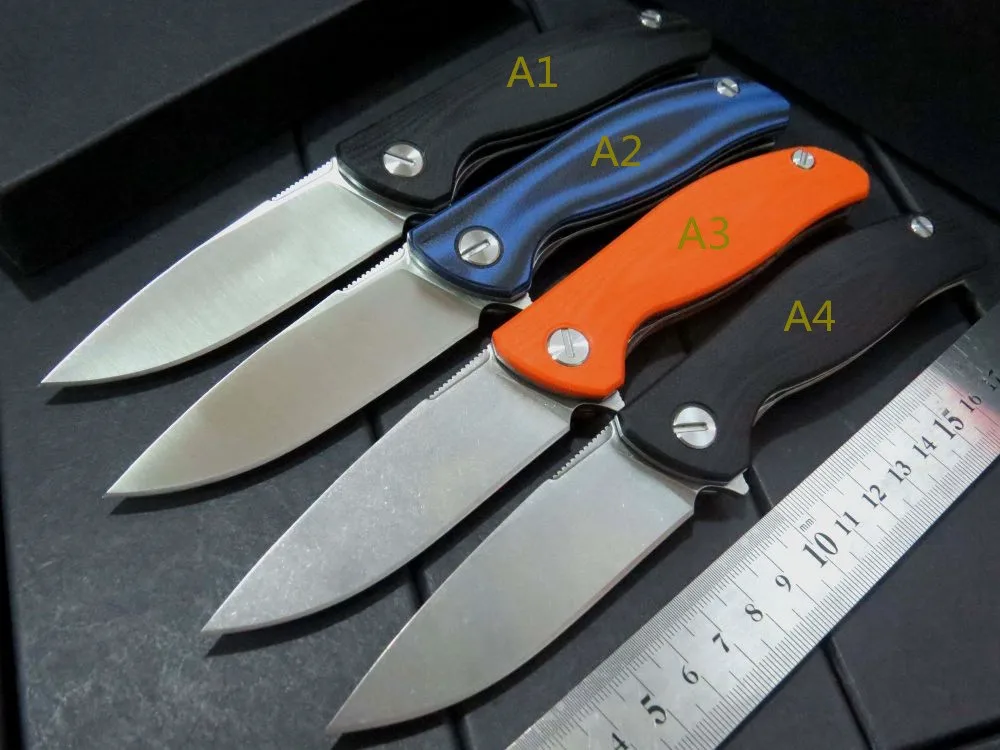 

Top quality Custom Small F3 ball bearing folding knife D2 steel blade+ G10 steel handle hunting camping survival knives