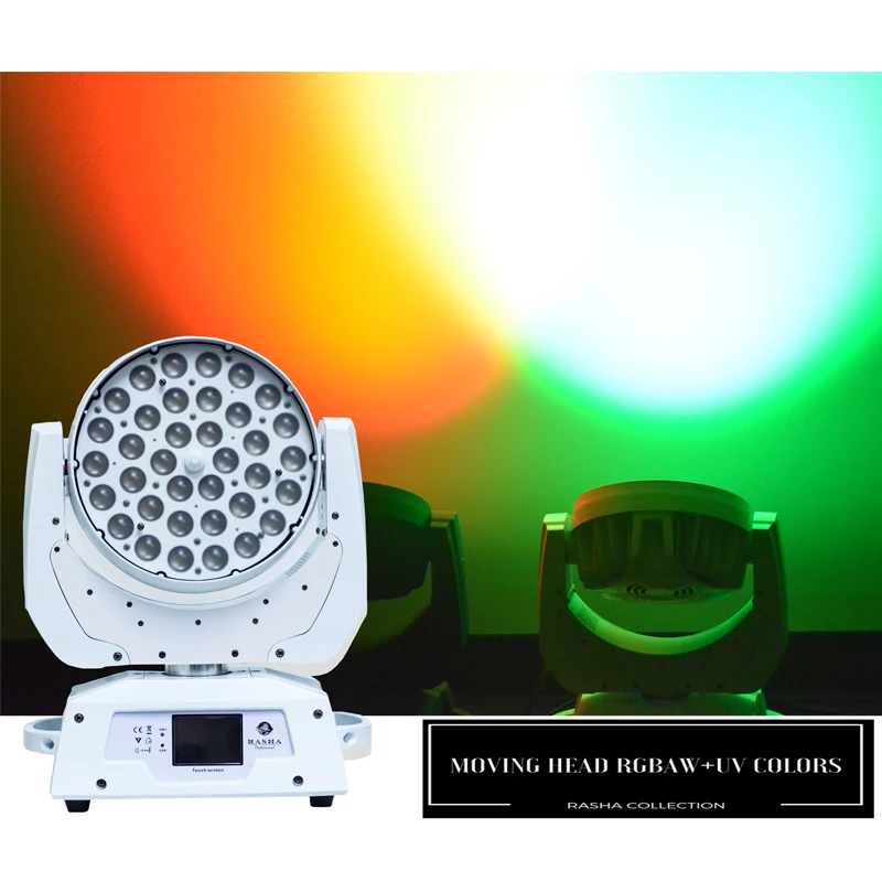 

(Pack of 4 with case)Rasha Hex Kaboom 36*18W LED Moving Head Light 6in1 RGBAW UV ZOOM LED Moving Head Wash Light With Powercon