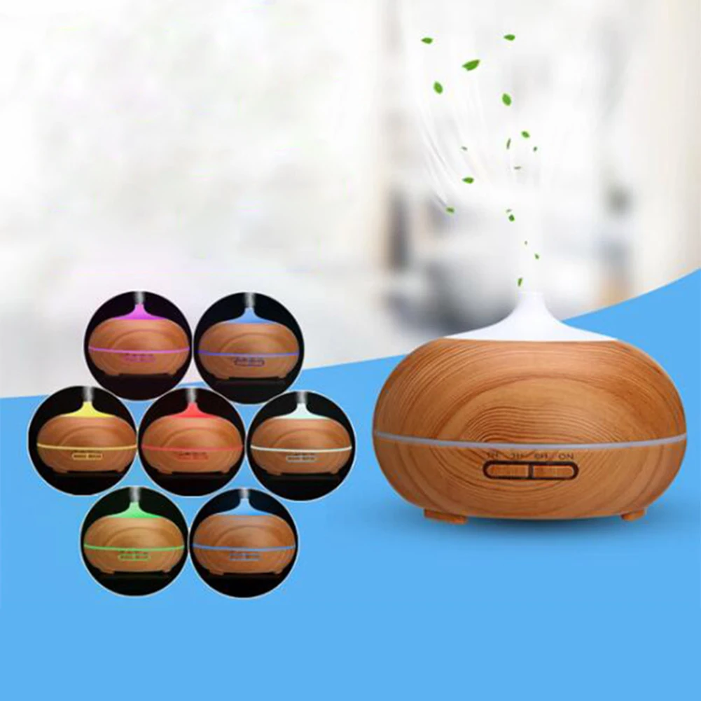 

Ultrasonic Air Humidifier Aroma Essential Oil Diffuser with Wood Grain 7 Color Changing LED Lights for Office Home