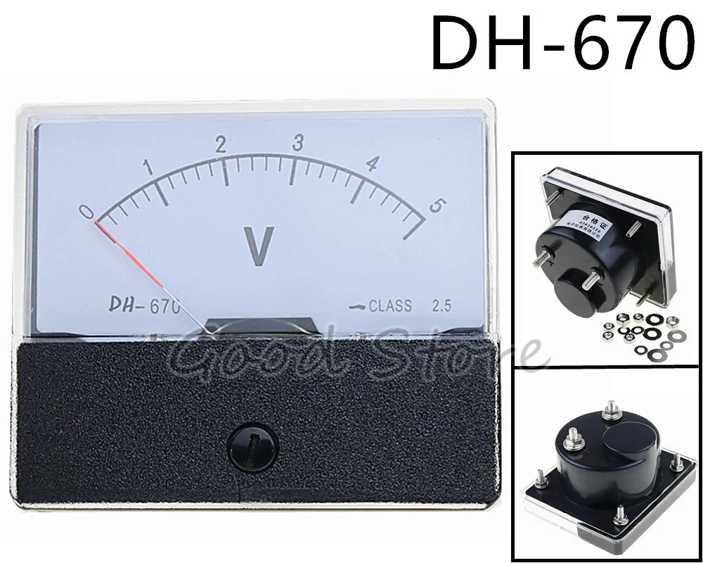 

1PCS DH-670 DC 100V 150V 250V 300V 450V 500V 600V Class 2.5 Dial Analog Panel Volt Voltage Meter Gauge Voltmeter
