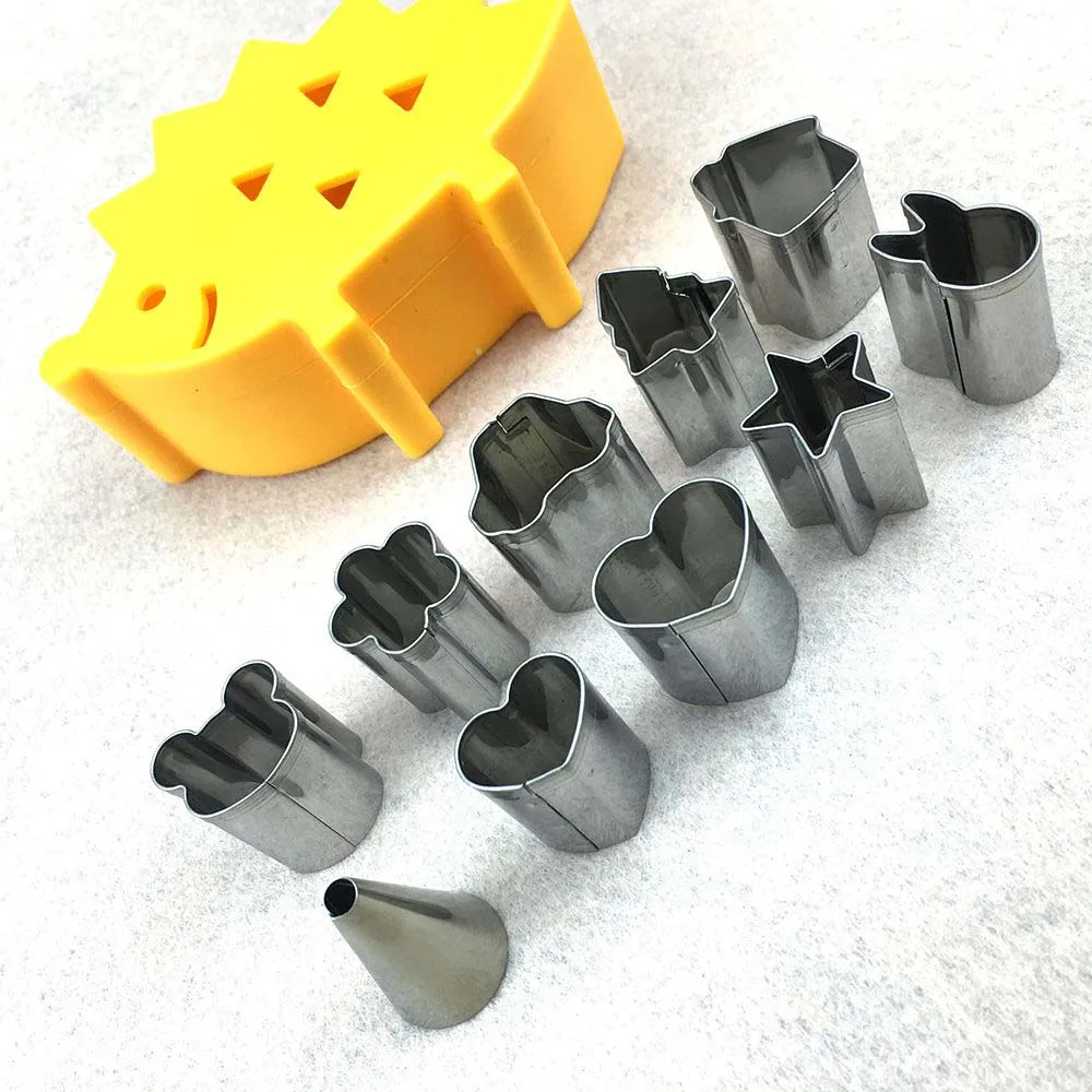 10pcs/set Cute Fruit Cutter Mould Hedgehog Box Mini Stainless Steel Mould  Cookie Cutter Biscuit Ham Cookie Kitchen Tools