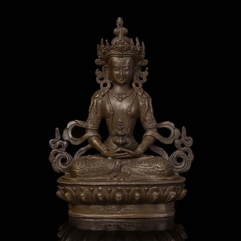 

ATLIE Chinese Style Bronze Buddha Statue Tibetan Buddhism supplies Buddhas Amitayus sculpture longevity god