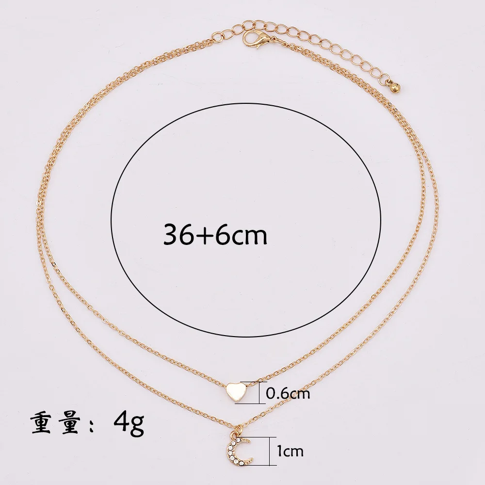 Женское многослойное ожерелье с подвеской в виде сердца и Луны|fashion necklace|necklace