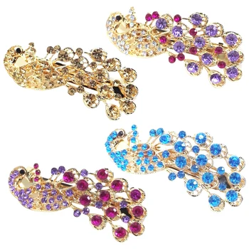 

Lady Girl's Full Crystal Rhinestone Peacock Barrette Hairpin Hair Clip Beautiful Metal Alloy Hairpins Hairs Decoration Kit