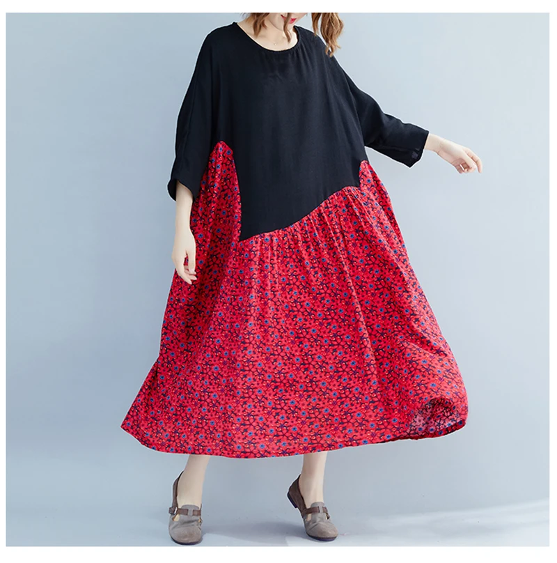 ARCSINX Mori girl/женское платье больших размеров 5XL 6XL 8XL, корейское платье с цветочным рисунком, Женские повседневные летние платья с лоскутами выше размера для женщин