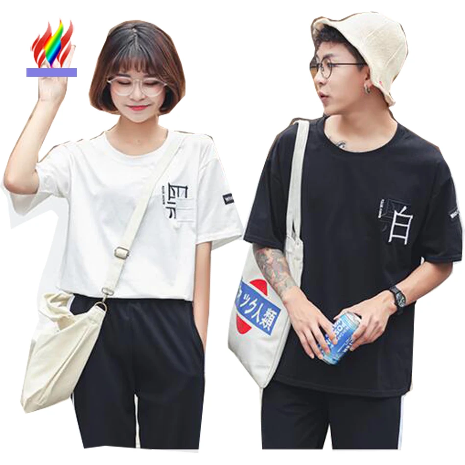 

Casual T-Shirts For Lovers Couple Clothes Men Women Summer Short Sleeve Loose Tops White Black Korean Couple Matching T Shirts