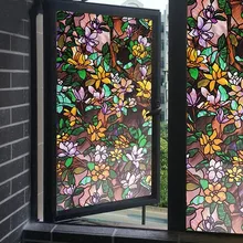 Цветная пленка на окно магнолии, статическая стеклянная наклейка, затенение, анти-УФ, для ванной комнаты, уединение, окно, бумага, непрозрачная, пятнистая, декоративная пленка