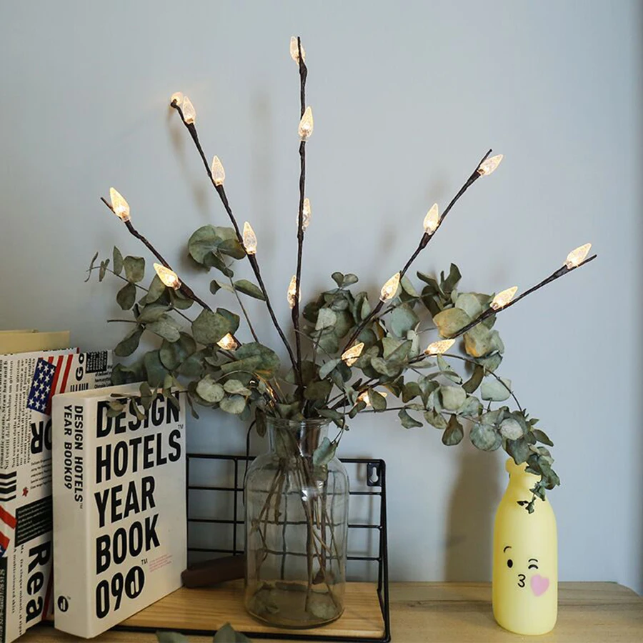 20 светодиодный светильник с искусственными ветками дерева, работающий от батареи, ивы, веточки для дома, рождества, праздника, свадьбы