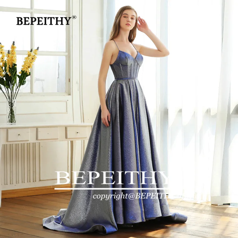 BEPEITHY дизайн трапециевидные блестящие вечерние платья с длинным шлейфом и блестками Элегантные вечерние платья для выпускного вечера горячая распродажа