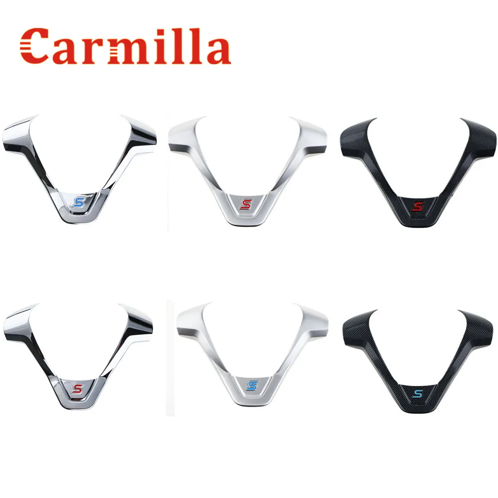 

ABS Chrome Interior Sports Steering Wheel Cover Sticker for Ford New Fiesta MK7 Ecosport 2013 2014 2015 2016 Accessories