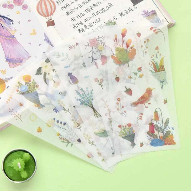 6 шт. Kawaii суккуленты, клеящиеся наклейки, креативные наклейки с фруктами, канцелярские наклейки для детей, декоративные дневники, принадлежности для скрапбукинга