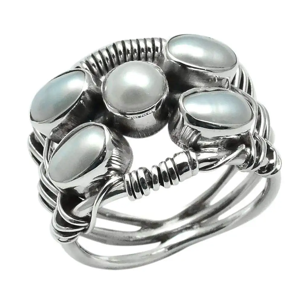 

NiaoZaiFei YunZaiKan Genuine Pearl Ring 925 Sterling Silver,USA Size :5.25, 2SR0339