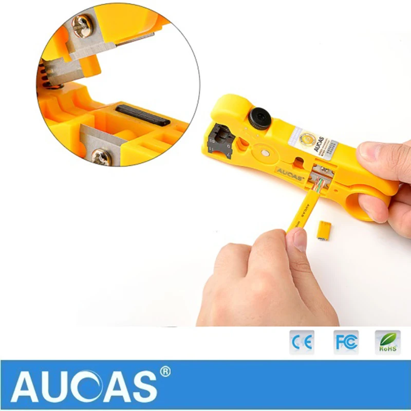 Universal Network Cable Wire Cutter Stripper Coaxial Cable RG59/6/7/11 Cat5e Cat6 Round & Flat Cable Cutting Stripping Tool