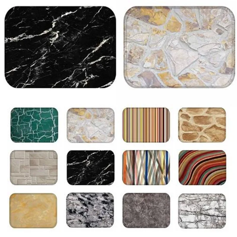 

Stone Stripe Marble Pattern Anti-Slip Suede Carpet Door mat doormat Outdoor Kitchen Living room Floor Mat