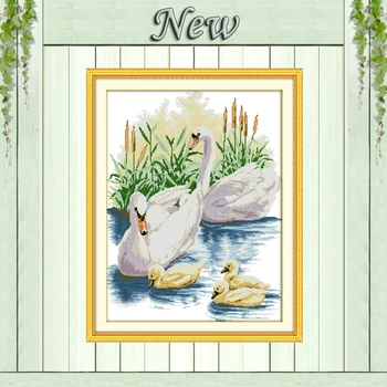 

Swan family,counted printed on the canvas DMC 11CT 14CT Cross Stitch kit,needlework Set embroider,animal style scenic Home Decor