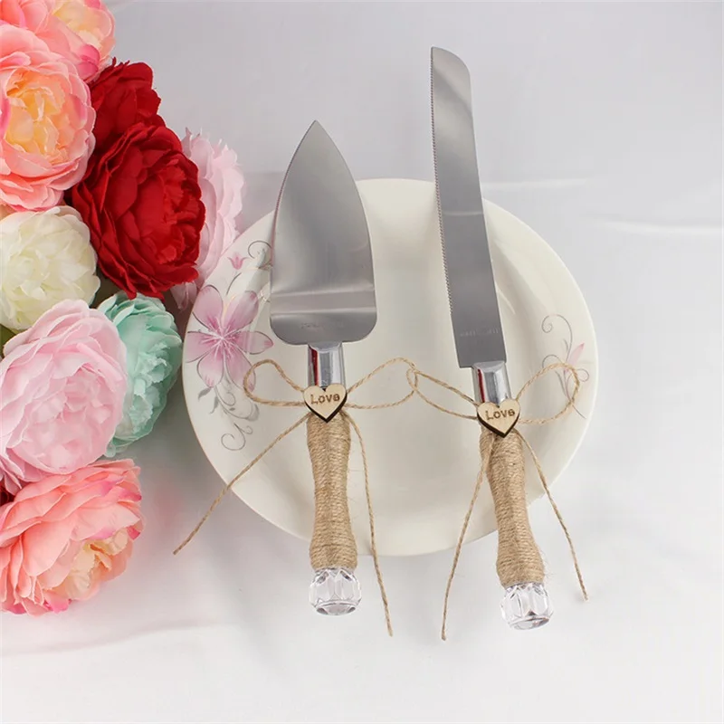 Hot Selling Personalized Jute Burlap Wedding Cake Knife And